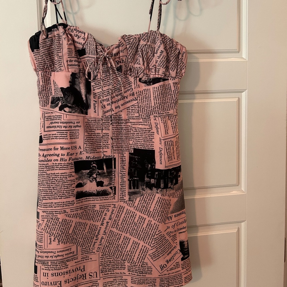 newspaper print mini dress